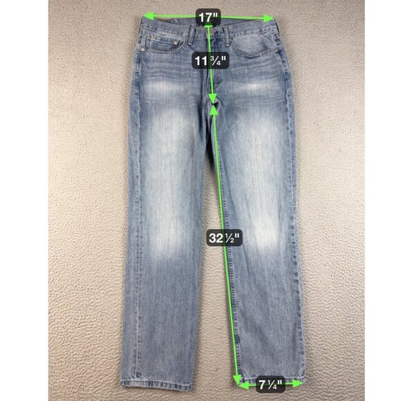 Levis 514 Jeans Mens 34x32 Blue Slim Leg Classic Straight Fit Faded Cotton Pants - Picture 3 of 8